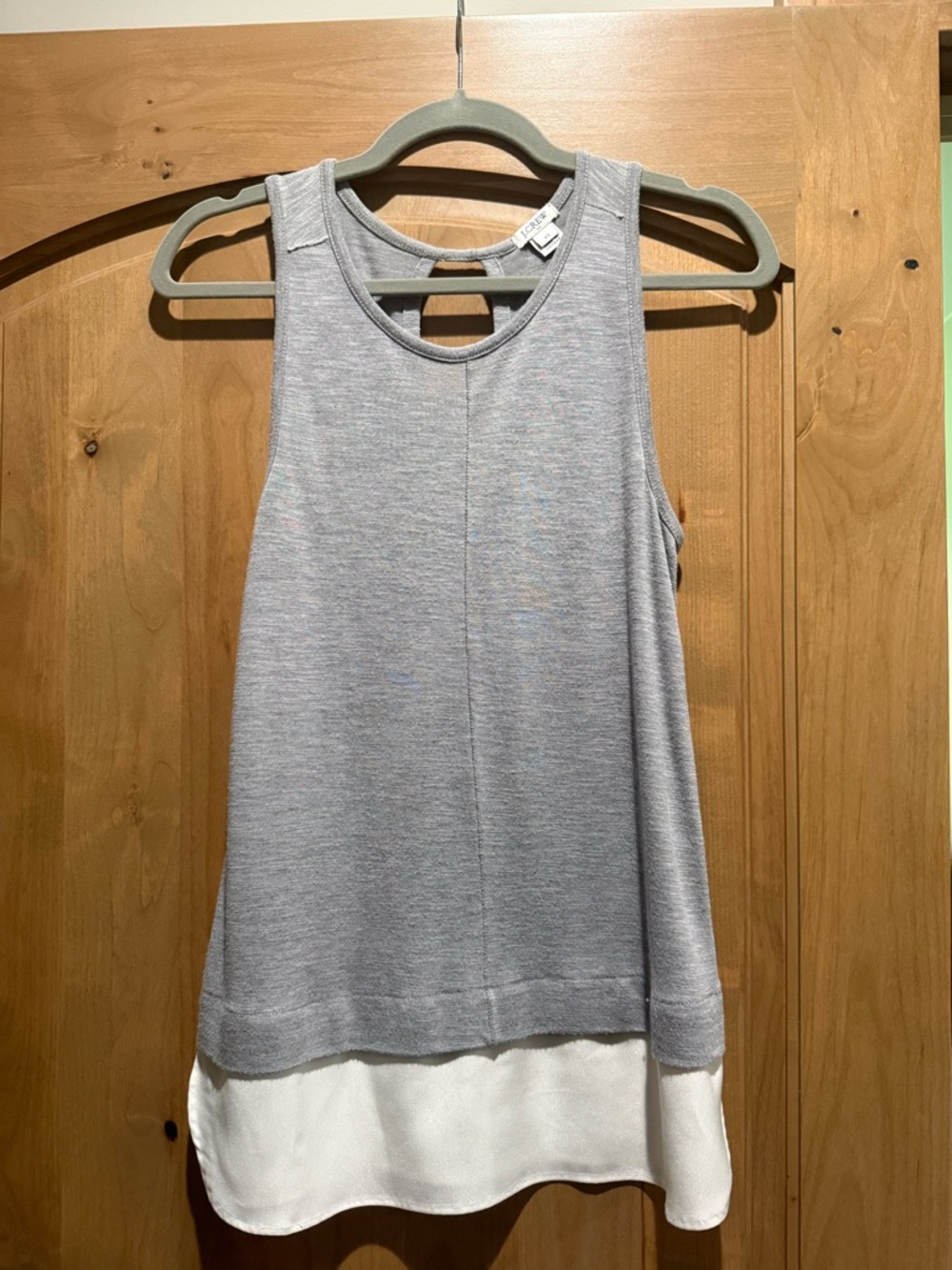 J. Crew Gray Layered Hem Tank with White Trim